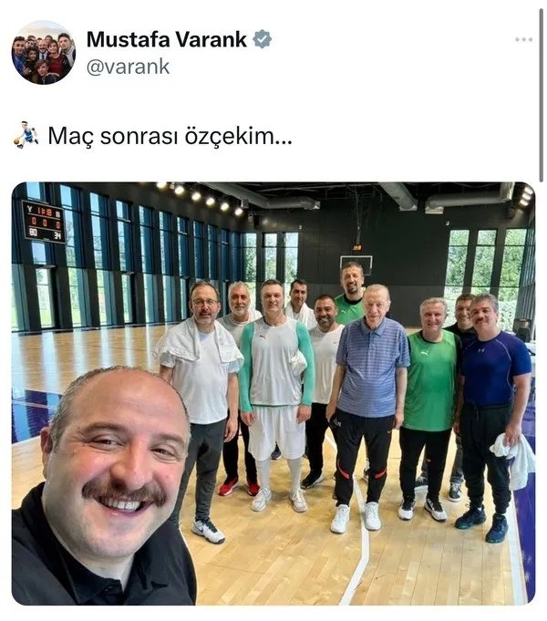 Cumhurbaşkanı Erdoğan, basketbol maçı yaptı! O anları Varank paylaştı: Maç sonrası özçekim...